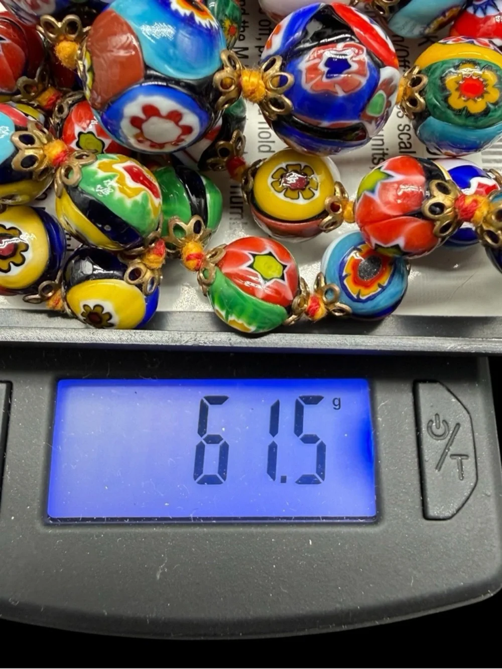 Vintage Venetian Murano Millefiori Glass Graduated Beaded Necklace Italian 20” - Picture 13 of 13